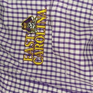East Carolina Purple Checkered Men's Casual Button Down Shirt